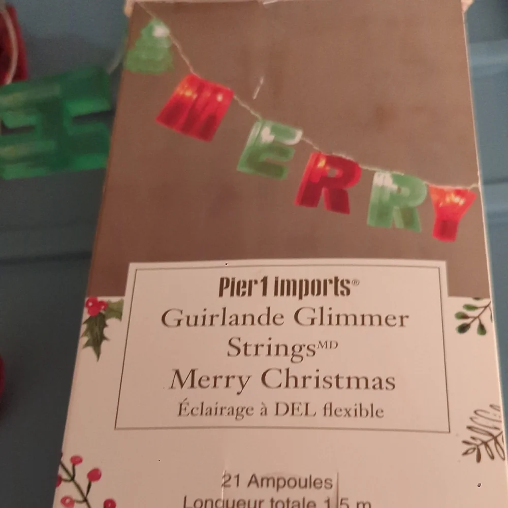 Pier 1 Merry Christmas Words Glimmer String Lights - Red and Green